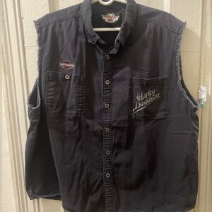 Harley Davidson black Biker Vest Mens Sz 2XL Excellent Condition